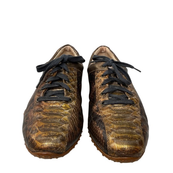 Aerogreen Italy Women Leather Spikeless Golf Shoes Size‎ 8 Gold Snakeskin Luxury - Picture 13 of 16